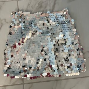 Le Superbe Glamorous Sequin Mini Skirt in Silver